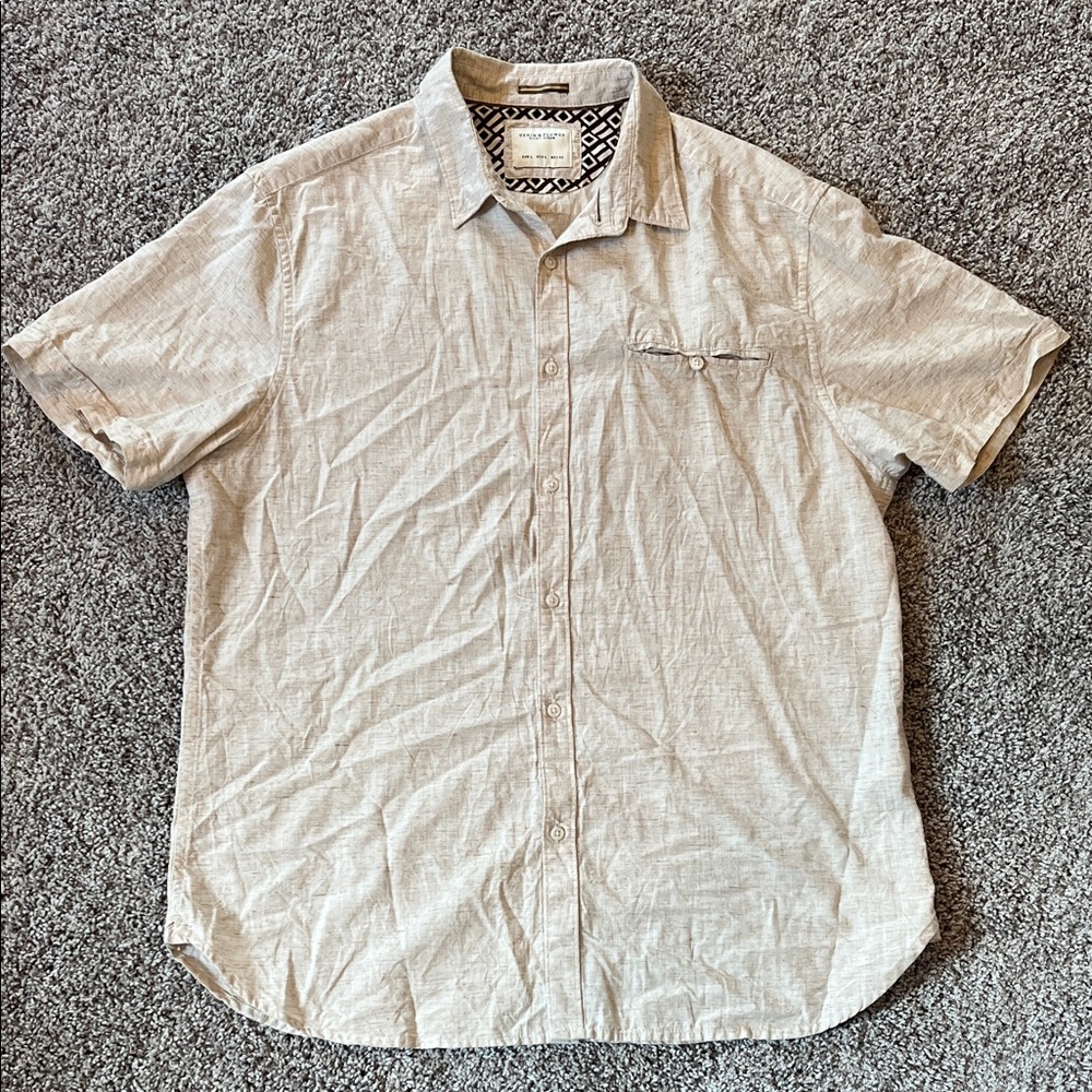 Denim & Flower Light Sand Casual Button Down Shirt